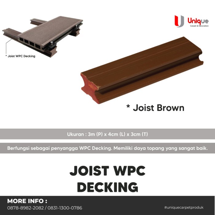 Joist Aksesories Decking / Holo Rangka WPC / Reng WPC / Penyangga WPC