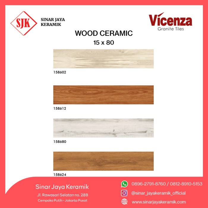 Granit Tile Motif Lantai Parquet Parket Kayu Vicenza - Wood 15x80 KW 1