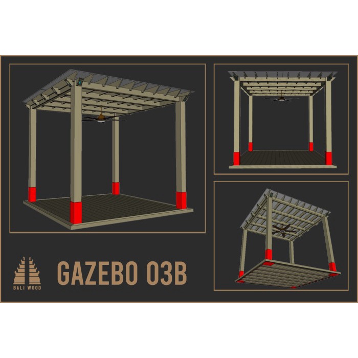 Gazebo custom ukuran WPC anti rayap tahan outdoor