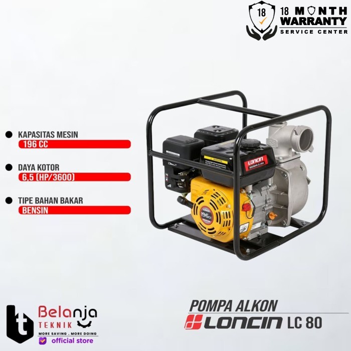 Loncin Mesin Pompa Air Irigasi Alkon LC 80 ZB 17-3.1 Q 3" Inch Bensin keren