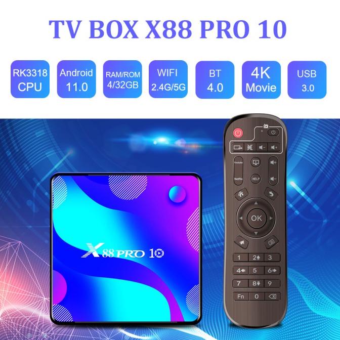 Tv Box Android X88 Pro 10 Ram 4 Rom 32 Mirorring 4K Android 11 Ninnyfrandastore