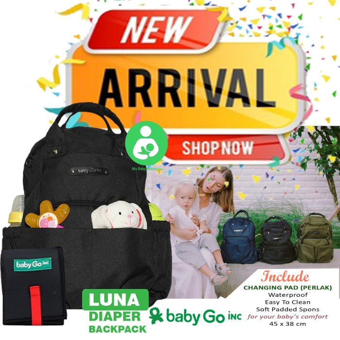 Terlaris Babygo Inc - Babygo Inc Luna Diaper Bag Backpack Baby Go Inc Babygoinc