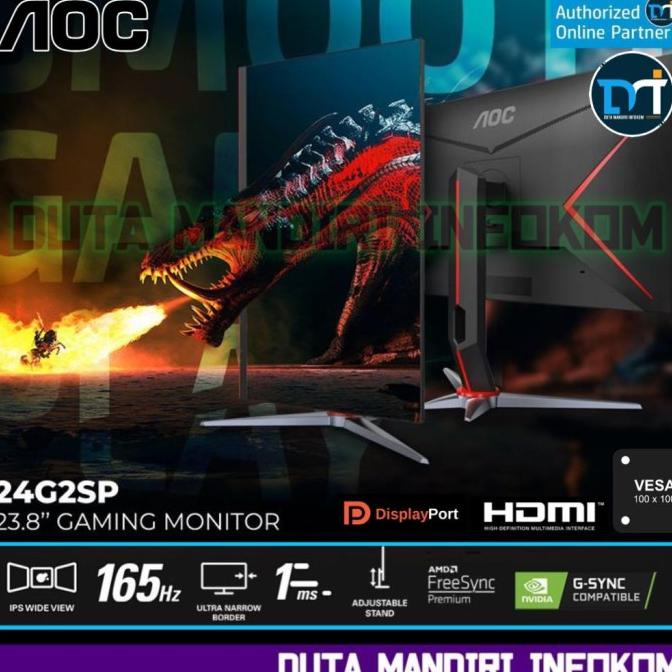 Aoc 24G2Sp 24" Inch - Fhd Ips 165Hz 1Ms Hdmi Dp G-Sync Ergo Monitor Tokotujuhdays