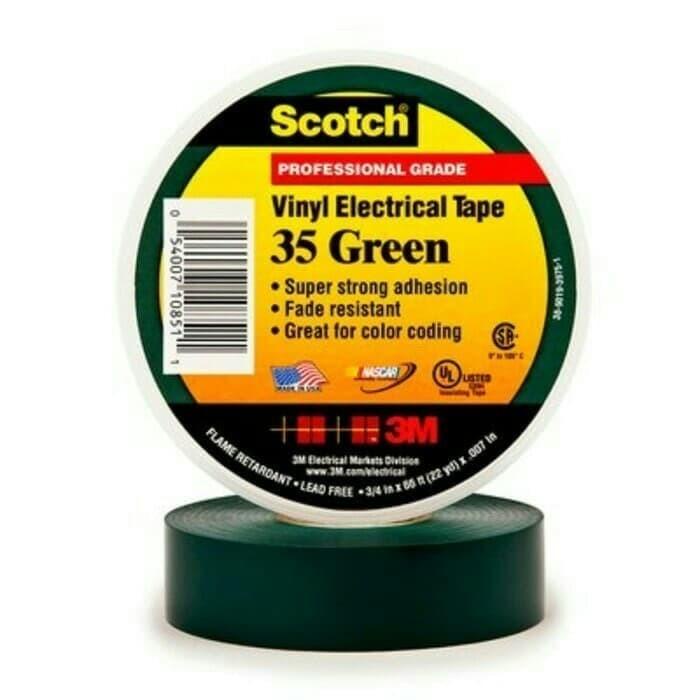 

Isolasi Scotch 35 Electrical Tape 3M Warna Hijau Ukuran 19Mm X20,1M