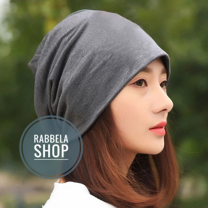 topi Topi Bannie Hat /Topi Kupluk Pria Dan Wanita Bahan Lembut Import Abu - Abu-abu(J3W4) topi pria 
