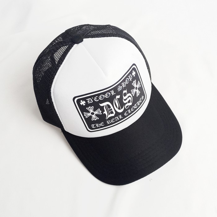 topi PROMO Topi Trucker Jaring Pria Murah Hitam putih Model Terlaris - putih kotak(H3Z6) topi pria b