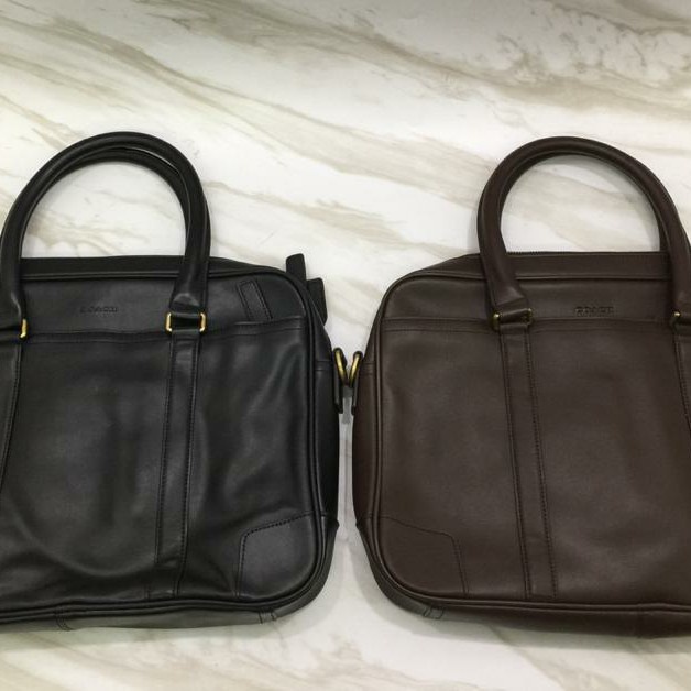 Tas Laptop Coach Leather Slim Briefcase