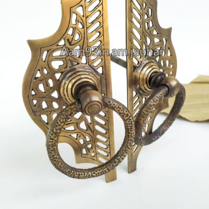 Terlaris Handle Pintu Rumah Gebyok Antik Ukir Ful Kuningan 21 Cm X 16 Cm Gelang