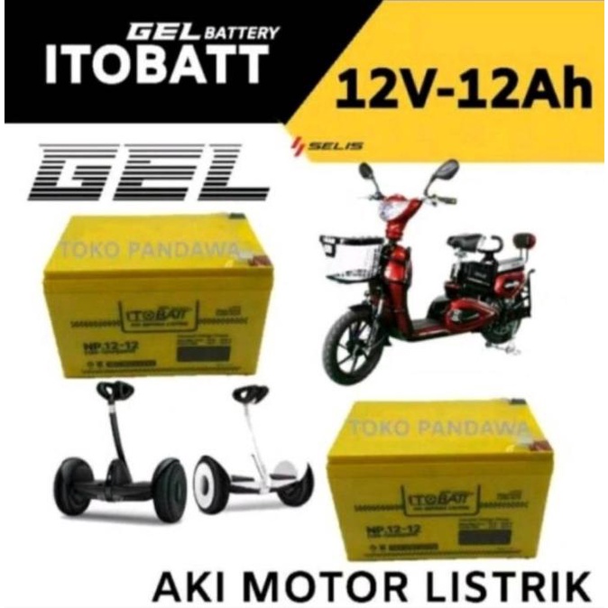 Aki baterai kering vrla mf Untuk Sepeda Listrik, CCTV 12V 12Ah