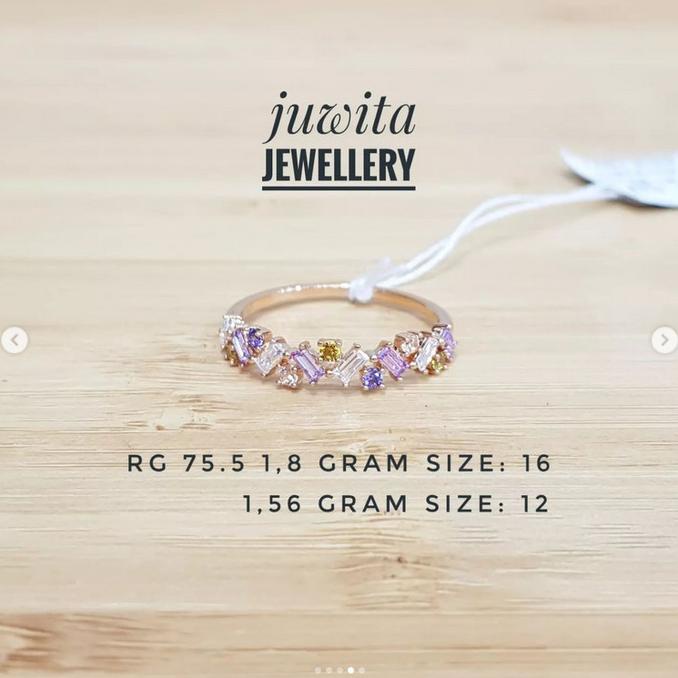 BIG SALE CINCIN EMAS SANDRA DEWI GOLD BAGUETTE RAINBOW LISTRING WARNA WARNI 