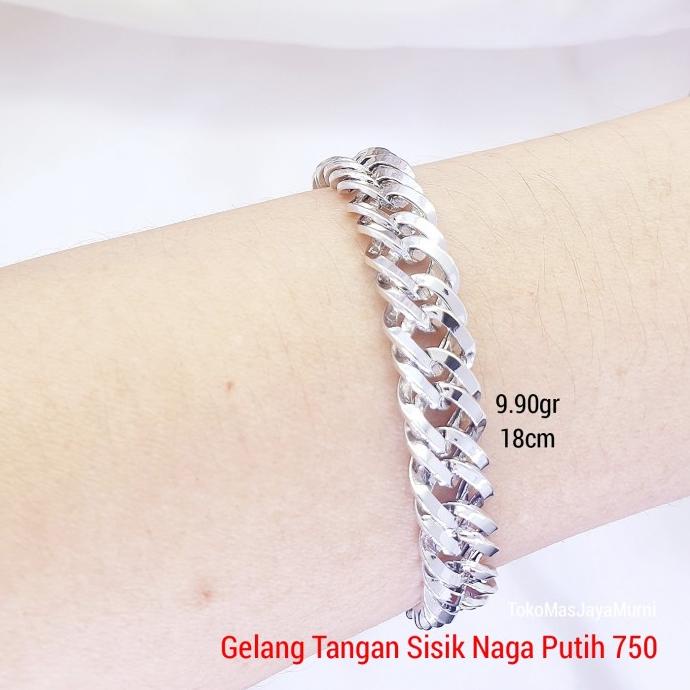 BIG SALE GELANG EMAS SISIK NAGA PUTIH 750 HOLLO HWT 