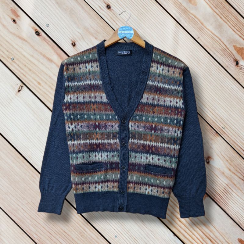 CARDIGAN YVES SAINT LAURENT KNITWEAR PRIA WANITA VINTAGE SWEATER RAJUT