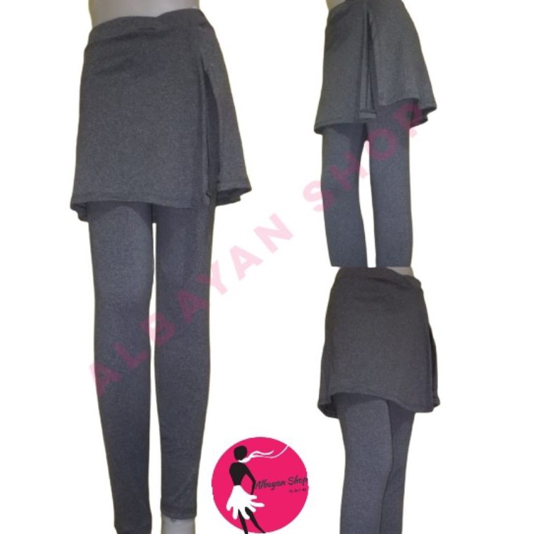 Celana  rok senam laging belah samping abu buz