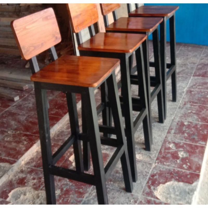 BANGKU CAFE/KURSI TINGGI/KURSI BAR JATI BELANDA T 80cm