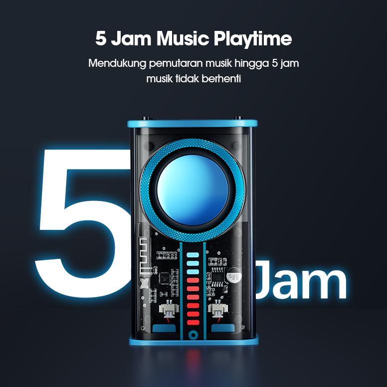 Populer Acome Speaker Bluetooth 5.3 / Speaker Transparant Portable Super Bass Tws A8 Blue Garansi Re