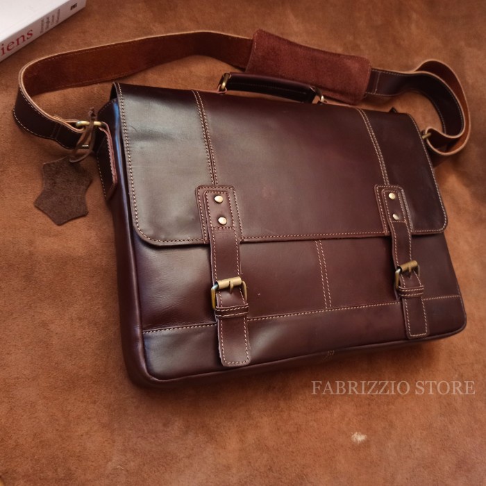 Tas Kerja Kulit Model Postman Kulit Asli