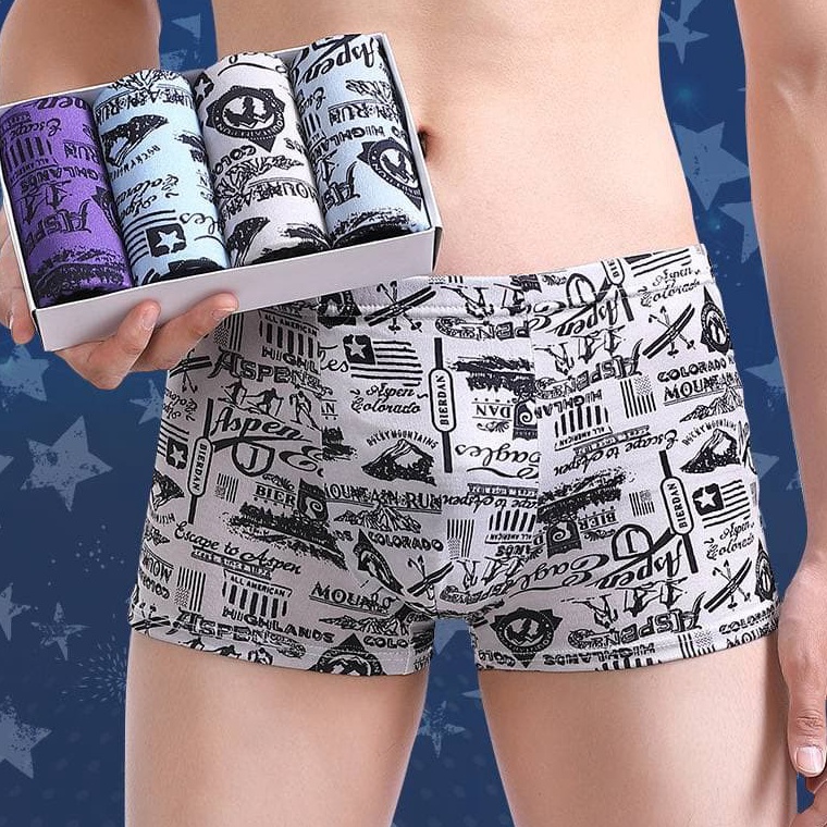 Barang baru0w0Vk cd30 BOXER COWO [1pak isi 4pcs] MOTIF IMPORT Dwasa Motif BX BASIC ELEMENT SPORT HIG