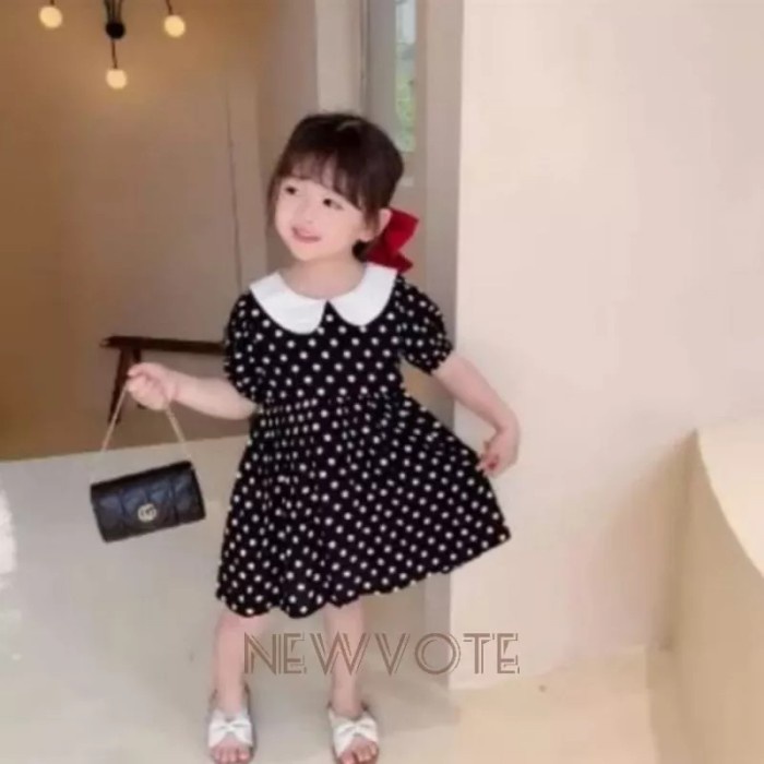 Dress Anak Perempuan Polkadot Wednesday Addams