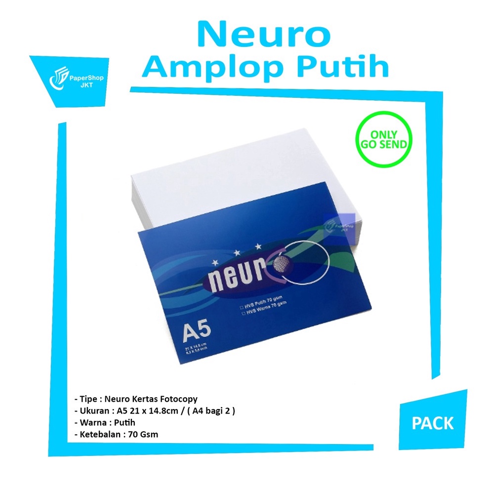 

hfao -77 NEURO - Kertas a5 hvs Putih 70gr ( A4 / 2 ) -Rim 7S9