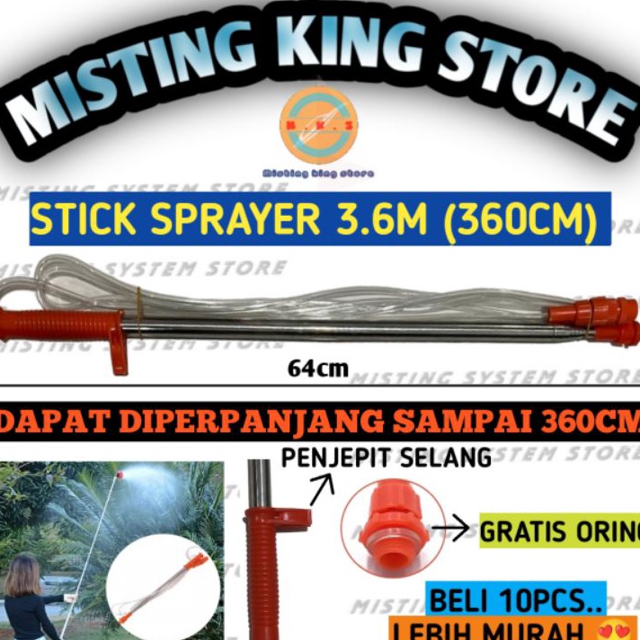 ➭➱✥❄ STICK SPRAYER ELEKTRIK ANTENA PANJANG 3.6 METER STIK TELESKOPIK STAINLESS STEEL KNAPSACK / NOZZ