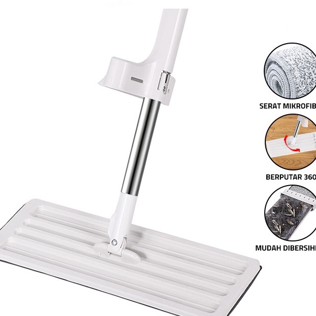 ☌➜✥ << Jenius >> Alat Pel Lantai Tarik Peras Otomatis Flat Mop Peras Tanpa Tangan Alat Ngepel Pember