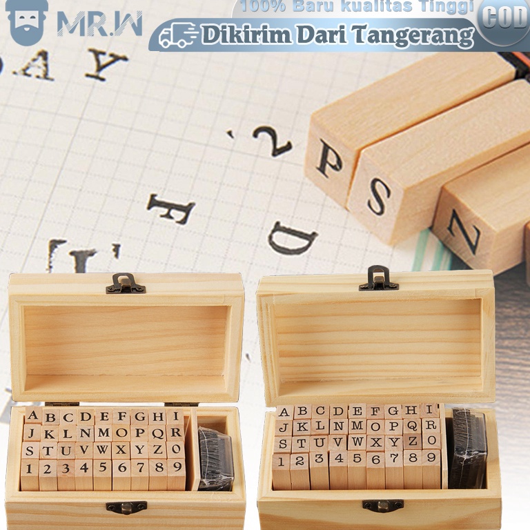 

➭Stok Banyak✽ Stempel Huruf Alfabet/Alphabet Stamp Set/Stempel Cap Kayu Karet / Rubber Stamp Set With Ink E68 ➶