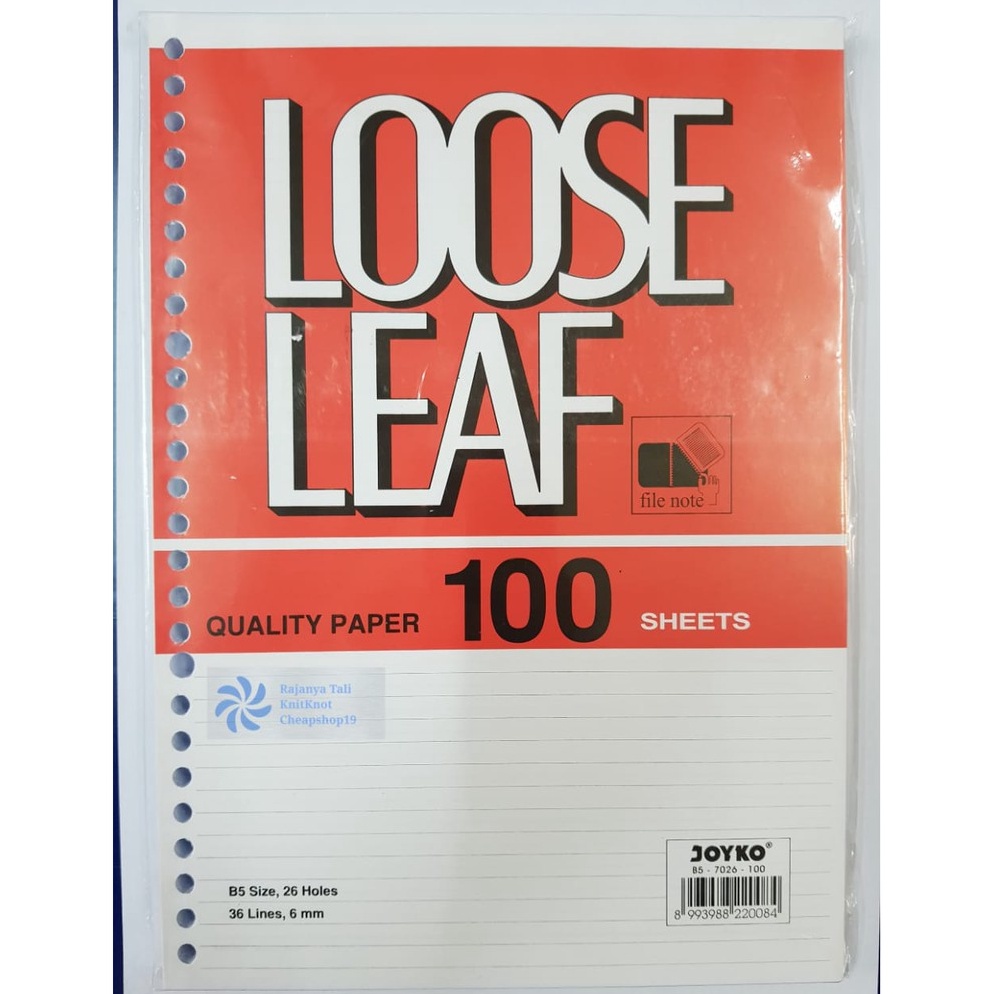 

Diskon✩➯ LOOSE LEAF B5 100 LEMBAR / ISI KERTAS BINDER JOYKO MURAH E56 ➴