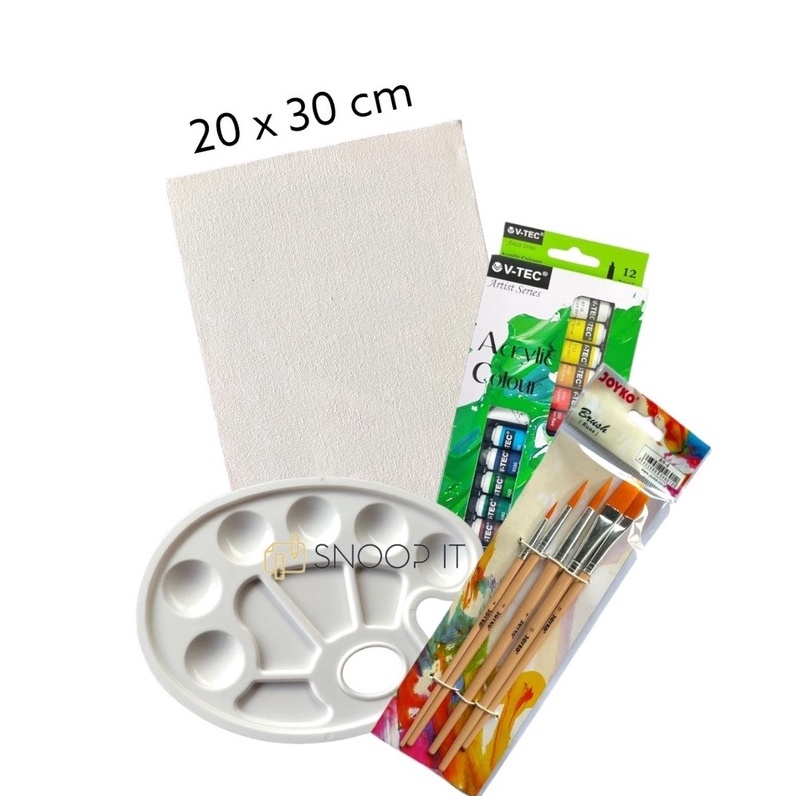 

✩Big Sale➡ Paket Melukis Lengkap Set 4 in 1 Set Kanvas 20x30 Kuas Palet dan Cat Acrylic - Set- SHSNP T66 ⁂