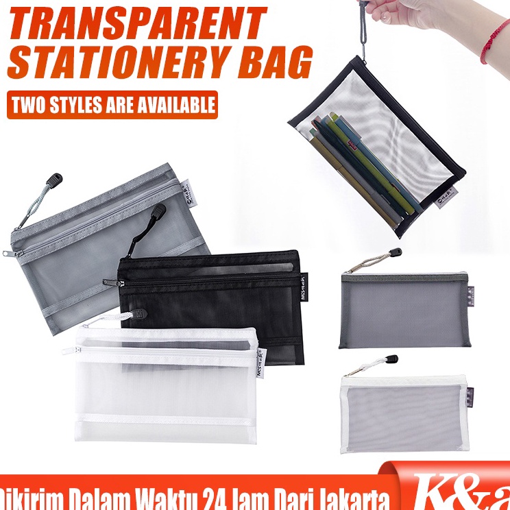 

NCFJ4580 Ready Stok Satu/Dua Lapisan Tempat Pensil Transparan Dengan Resleting Kotak Pensil Sekolah Kantor Simple Pencil Case