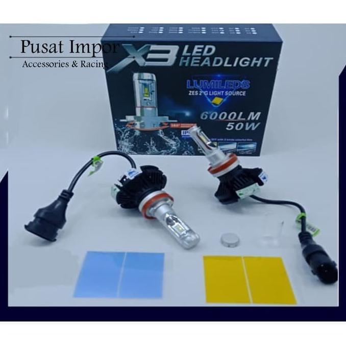 lampu led headlamp mobil h11 philips x3 best quality 3 warna