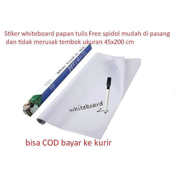 

sqwy -63 Stiker whiteboard papan tulis Free spidol mudah di pasang dan tidak merusak tembok ukuran 45x200 cm HVT