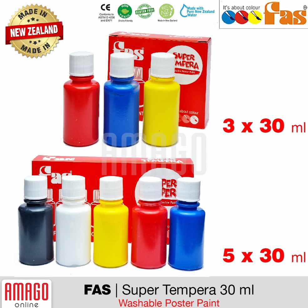 

[CODE BARANG 184SDG] PAKET CAT POSTER - FAS SUPER TEMPERA - PRIMARY COLOUR SET - 30 ml WWC