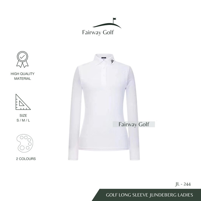 GRATIS ONGKIR JL Ladies Long Sleeve Shirt Baju Golf Wanita Lengan Panjang JL - 244 - White , S