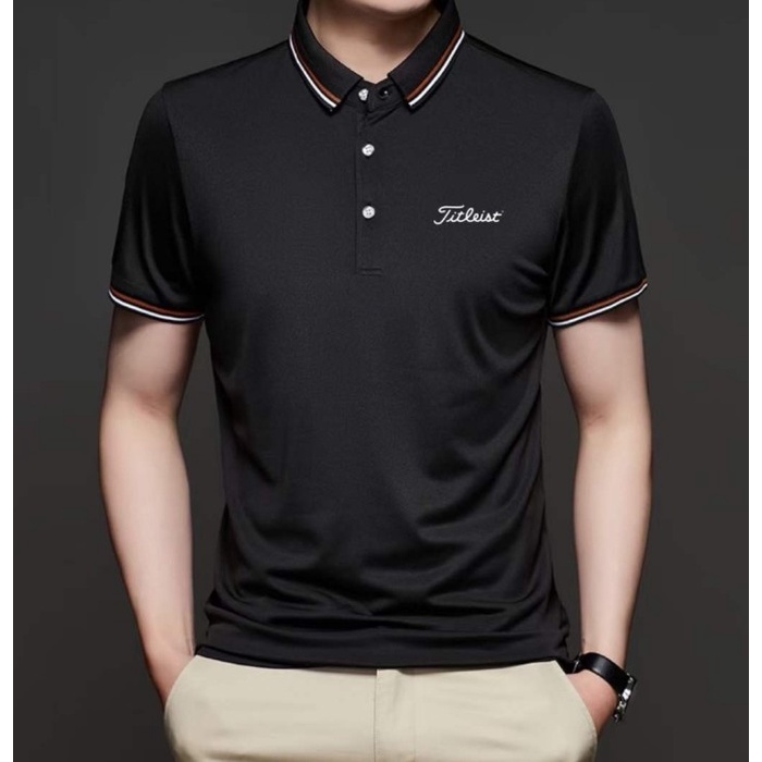 TERLARIS Baju Titleist Golf Short Sleeve Polyester Polo Baju Golf Pria TTL-505 - Black , S