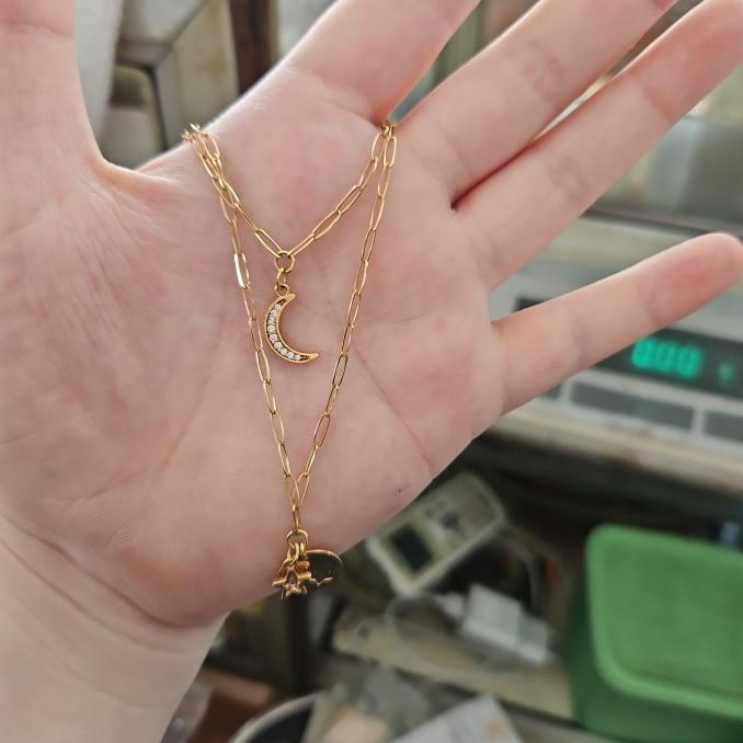 FLASH SALE KALUNG JEDAR DOUBLE LAYER 2 SUSUN EMAS ASLI 700 70% MATA SATU SIMPLE 