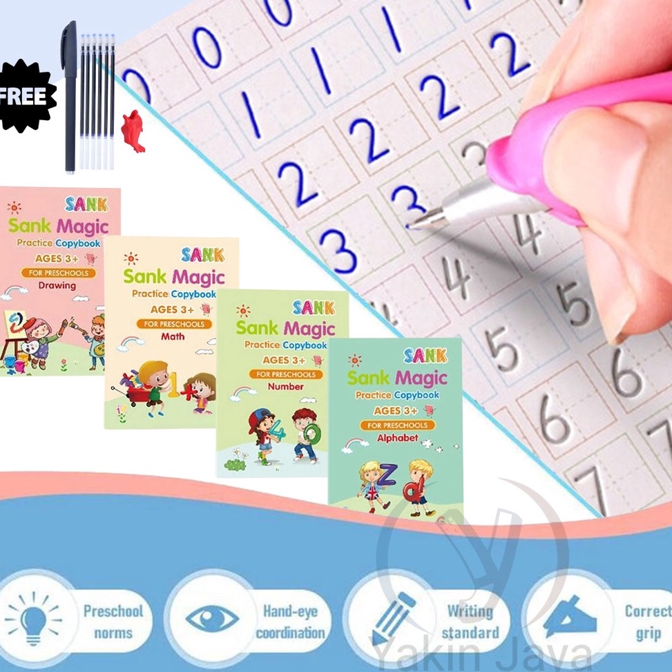 

KNMY2370 (Terbaik) Sank Magic 4 set Magic Practice Book / Buku Edukasi 3D Belajar Pintar Menulis TK