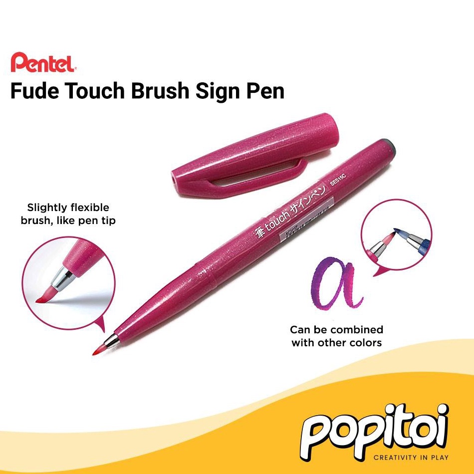 

WVFC1414 Ready Stok Pentel Touch Brush Sign Pen Fude - Color Warna Spidol Marker Kaligrafi