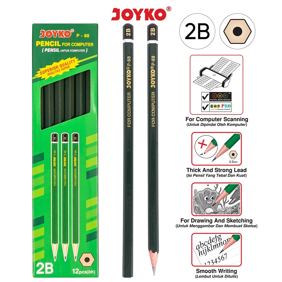 

YBZY6268 Diskon !! Pencil Pensil Joyko P-88 2B 1 BOX 12 PCS