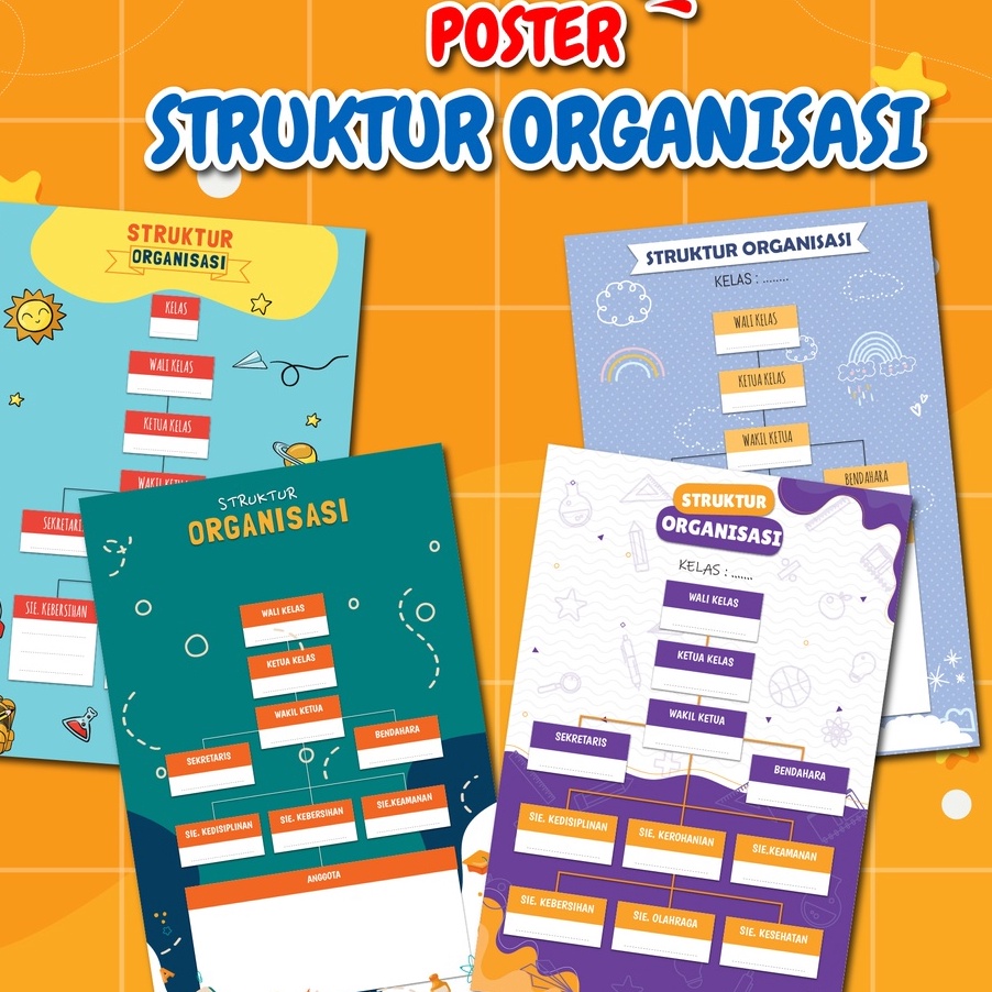 

LDXC4241 TERMURAH Poster Struktur Organisasi Kelas - Poster Edukasi Anak - Poster Sekolah Wipe and Clean