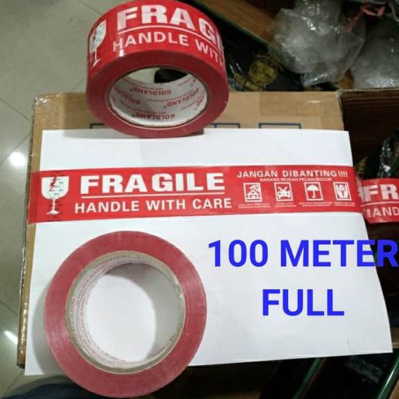 

TVCH5306 Free Ongkir Lakban fragile merah 100 meter x 48mm jangan dibanting lakban segel