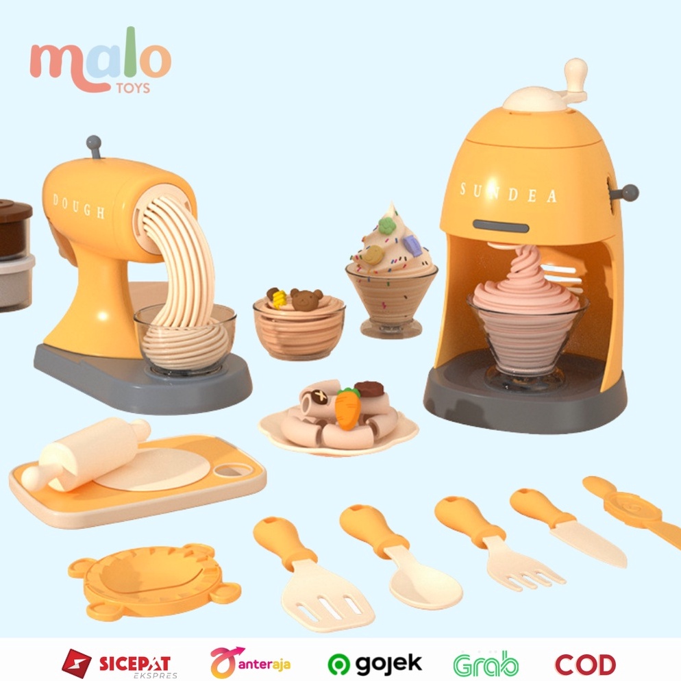 Paling Diminati MALOTOYS - Cetakan Playdough Ice Cream Noodle Maker Clay Plastisin Mainan Mie Es Kri