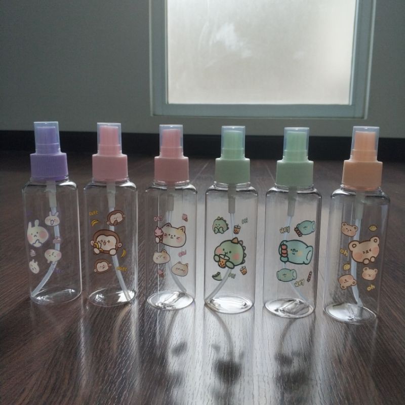 [MOTIF DAN WARNA RANDOM] Botol Semprot Spray 100 ml Warna Pastel Motif Hewan Lucu Bagus Murah Kosong