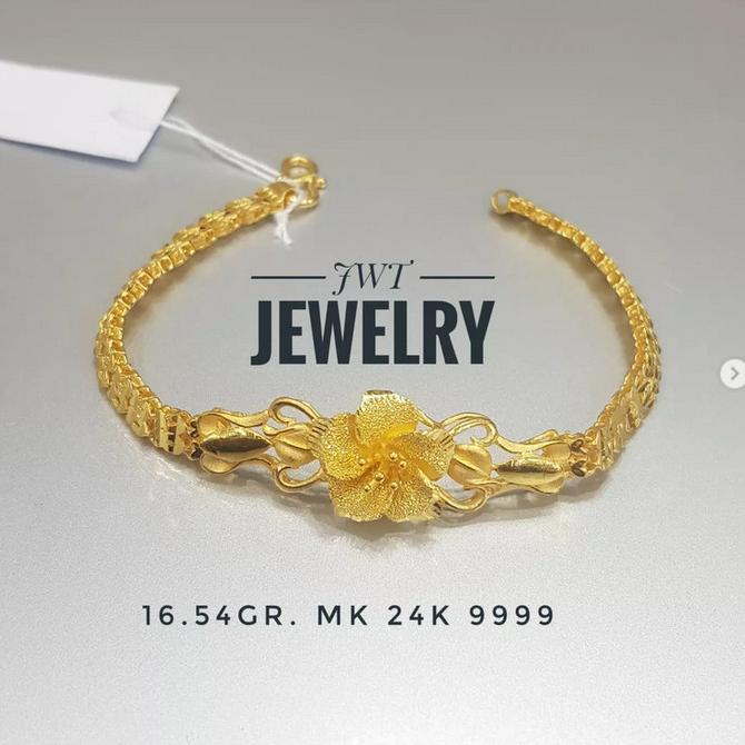 BIG SALE GELANG TANGAN EMAS BUNGA MAS 24K HONGKONG 9999 