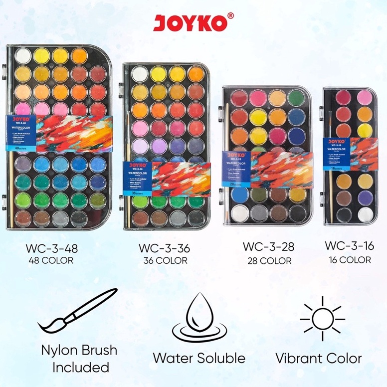 

Miliki Sekarang (ISI 36 & 48 WARNA) Watercolor Set Cat Air Joyko WC-3 09F