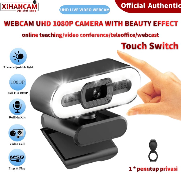 TERPERCAYA XIHANCAM 3-Level Led Ring Light Camera Laptop Usb Webcam 1080p Full Hd Web Cam Kamera Pc 