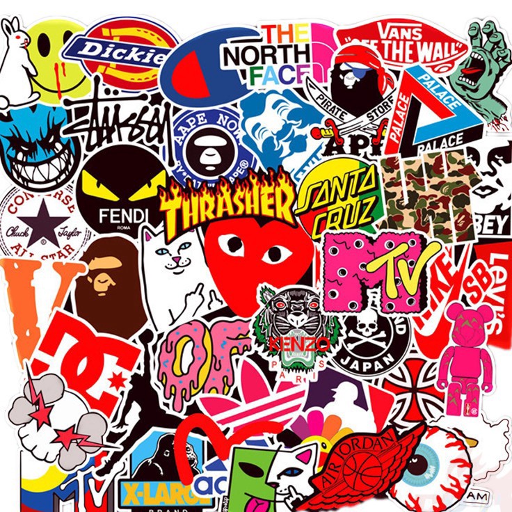 

Stock Banyak 50 pcs STIKER LOGO hypebeast graffiti Sticker Vinyl Laptop Waterproof DIY HP motor helm mobil ipad tablet 064 ➞