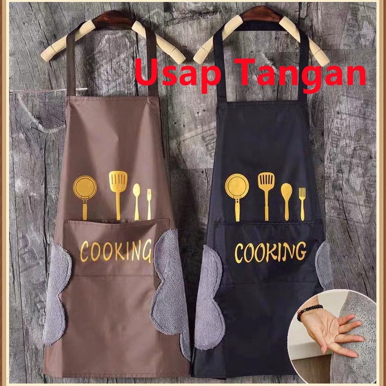 ・ Apron Celemek Dapur Masak Celemek Barista Celemek Anti Air u Kemasan Baru Terkini.