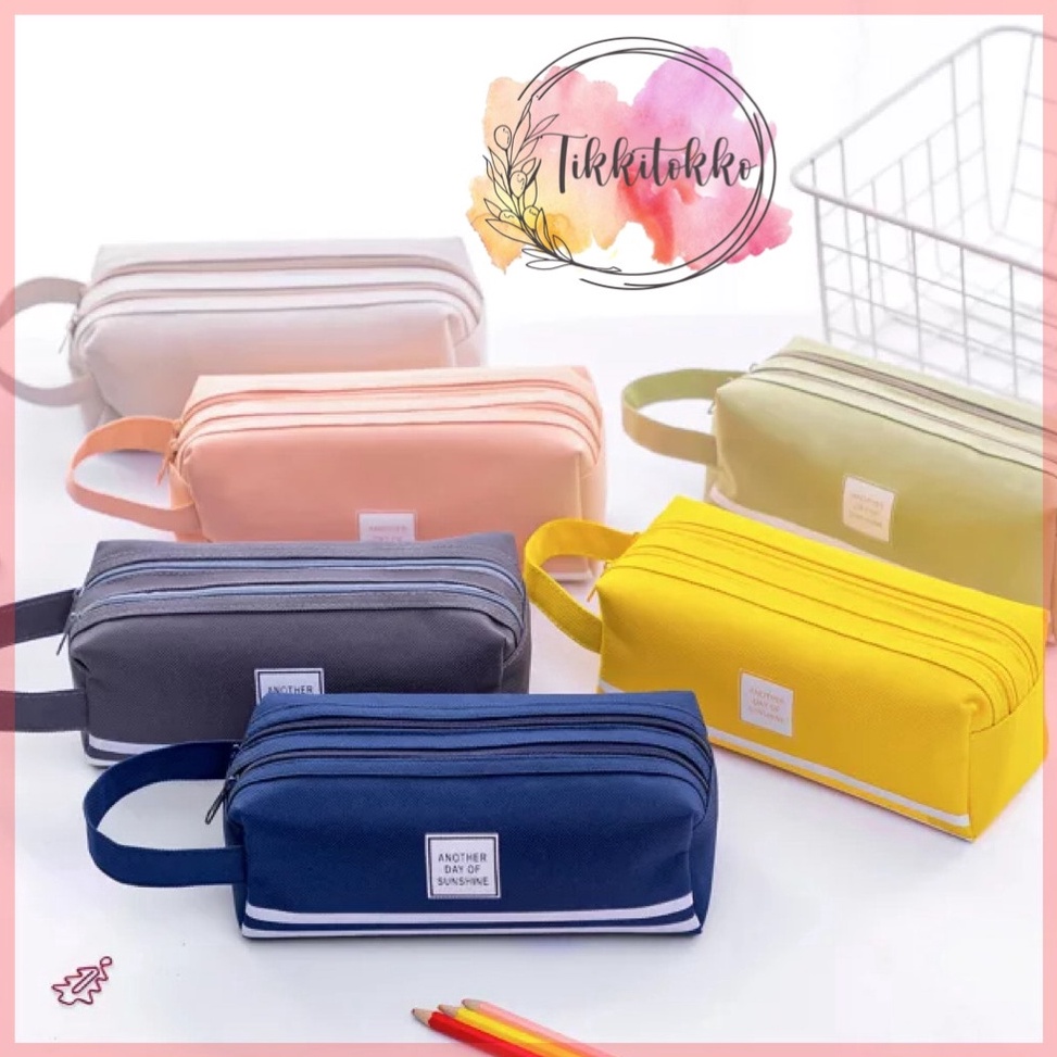 

Termurah Kotak Pensil Besar Double Zipper Warna Pastel Dua Resleting Dual Zipper Muat Banyak
