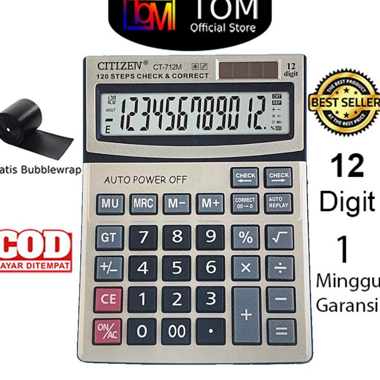 

✯Murah➨ Kalkulator CT-712M 12 Digit - Calculator Check Dual 2 Power V79