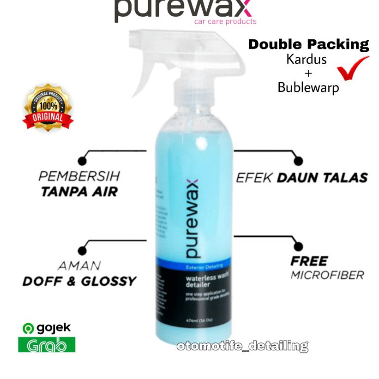 TERBAIK PUREWAX WATERLESS 474ml | SEMI COATING | ANTI JAMUR KACA | NANO CHERAMIC | POLES.